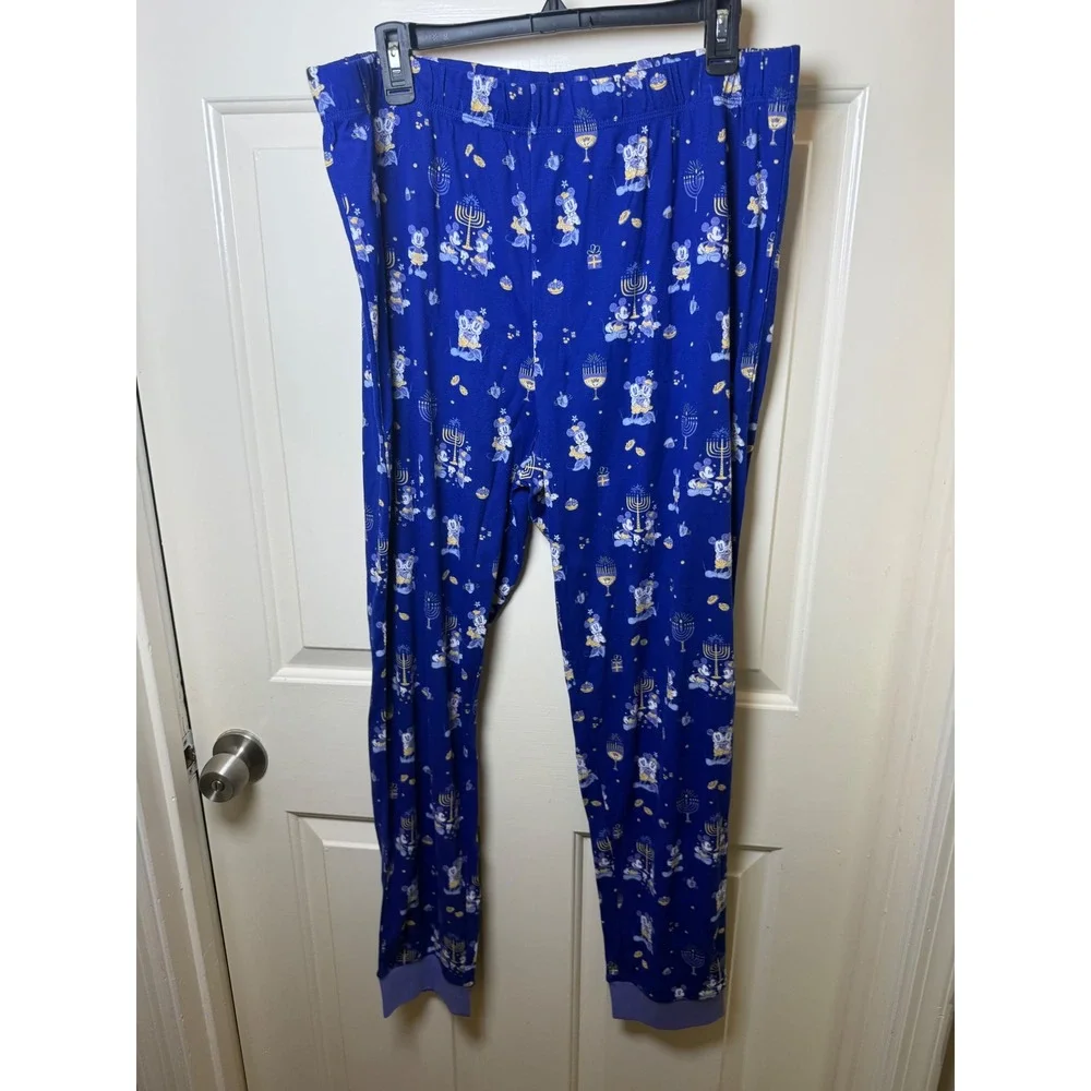 Disney Mickey Minnie Mouse Hanukkah Pajama Set XL Blue Menorah Dreidel Holiday